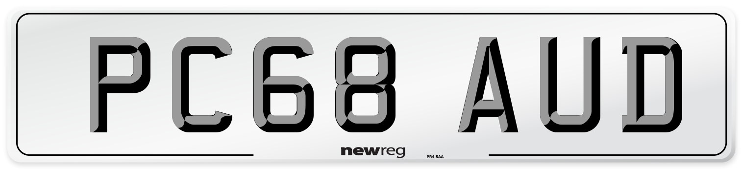 PC68 AUD Number Plate from New Reg